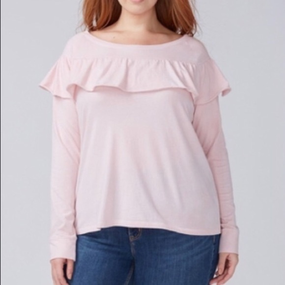 Pink Ruffle-Yoke Long Sleeve Tee-Size 18/20 - Picture 8 of 9